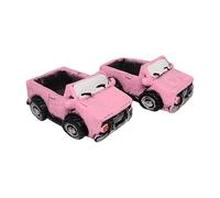 Vintage Car Shaped Concrete Planter for Succulents & Cactus Mini Flower Pot with Drainage Hole for Garden Patio Room & Tabletop Decor Available in Pink & Green (Pink- Pack of 2 Car Planter, One Size)