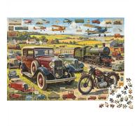 Vintage Car Show Jigsaw Puzzles 1000 Pieces Recycled Material Classic Motors Adult Jigsaws Developing Boy & Girl‘s Intelligence Parent Child Game Activity 70x50cm/1000pcs