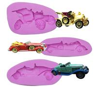Vintage Car Silicone Fondant Molds Truck Sedan Race Car Chocolate Baking Molds for Cake Decoration Sugar Craft Gum Paste Resin Candle Soap Set of 3