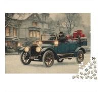 Vintage Car Winter Scene 1000 Pieces Premium Cardstock Jigsaw Puzzle Senior Jigsaw Enthusiasts Hard Challenge Wall Decor Value Pack 70x50cm/1000pcs