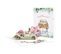 Vintage Car with Bride & Groom “Just Married” 3D Pop Up Wedding Congratulations Card
