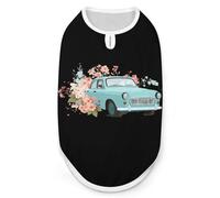 Vintage Car with Flowers Breathable Dog Shirts Clothes Printed Sleeveless Vest Soft Summer Tank Top for Small Medium Large Pet