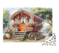 Vintage Caravan Art 1000 Pieces Extra-thick Cardboard Jigsaw Puzzle Kids Beginners Decompression Game Wall Decoration 52x38cm/1000pcs