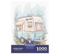 Vintage Caravan Jigsaw Puzzle for Adults 1000 Piece Jigsaw Puzzle Handdrawn Style Relaxing Gift 38x26cm/1000pcs