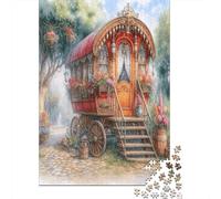 Vintage CaravanPuzzles 1000 Pieces for Adults for Adults 1000 Piece Puzzle Educational Challenge Games Home DecoratioRomantic Garden Style