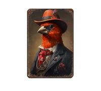 Vintage Cardinal Bird Portrait Retro Poster Metal Tin Sign Chic Art Retro Iron Painting Bar People Cave Cafe Family Garage Poster Wall Decoration 8x12inch(20x30cm)
