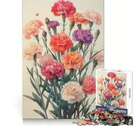 Vintage Carnation Bouquet 1000 Adult Pieces Jigsaw Puzzle Boost Memory Time Well Spent Quality Cut (38x52cm)