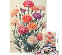 Vintage Carnation Bouquet Jigsaw Puzzles 1000 Pieces for Adults Peaceful Calm Stress Relief Mindful Peaceful Leisure Game (50X75cm)