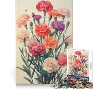 Vintage Carnation Bouquet Jigsaw Puzzles for Teenagers 1000 Piece Improve Memory Soft Distraction Laser Cut Thoughtful Gift (50x75cm)