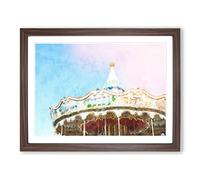 Vintage Carousel Painting Modern Framed Wall Art Print, Ready to Hang Picture for Living Room Bedroom Home Office Décor, Walnut A4 (34 x 25 cm)
