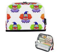Vintage Cartoon Colorful Clown Zipper Pencil Pouch Large Pencils Case Storage Pencil Bags Cute Pen Pouch Girls Student Back to School Adults Office Supply