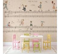 Vintage Cartoon Line Sheet Music Notes Music 3D Wallpaper Easy Install Feature Office Living Room Sofa Bedroom TV Background Wall Decoration-150cm×105cm