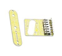 Vintage Carved Pattern Guitar Roller 6-Saddle Bridge 3-Way Switch Control Plate