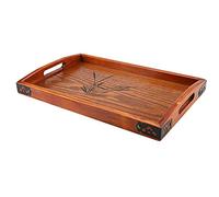 Vintage Carved Wooden Breakfast Bed Tray with Handles - Coffee Tea Tray for Coffee Table, Kitchen Dinner, Parties - 36 x 23 x 3.5cm
