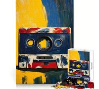 Vintage Cassette Tape Art 1000 Piece Jigsaw Puzzles for Adults Jigsaw Brain Wellness Calm Recreation Perfect Lock Festive Gift (50x75cm)