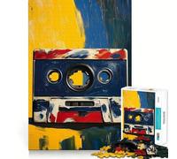 Vintage Cassette Tape Art Jigsaw Puzzle 1000 Recall Fun Play Advanced Laser Cutting Tech Holiday Indoor Entertainment Toy (38x52cm)
