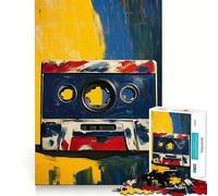 Vintage Cassette Tape Art Jigsaw Puzzles 1000 Recall Fun Play Burr Free Clean Cut Pieces Portable Travel Friendly Fun Game (50x75cm)
