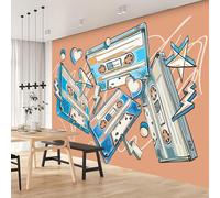 Vintage Cassette Tape Music 3D Photo Wallpaper Non-Woven Wall Mural Wall Mural Decoration Poste Premium Wallpaper Wall Art for Living Room Bedroom W400xH280 9yf320