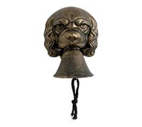 Vintage Cast Door Bell - Rustic Dog Shape Welcome Bell, Large 7-Inch Heavy Duty Bracket with Pull Cord, Antique Weathered Metal, Traditional Loud Tone Entry Chime, for Outdoor Garden Porch