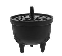 Vintage Cast Iron Cauldron Incense Holder with Lid Black