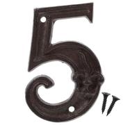 Vintage Cast Iron Door Address Number 5 for House Walls