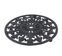 Vintage Cast Iron Trivet, Rustic Decor for Kitchen, Anti Slip Round Hot Dish Holder, sturdy Iron Pot Pan Stand, Protective Rubber Feet, Universal Circular Design