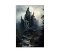 Vintage Castle Moody Landscape Dark - Gothic Dark Cottagecore Dark Academia Decor Victorian Dark Oil Painting Canvas Poster Wall Art Decor Print Picture Paintings for Living Room Bedroom Decoration 1
