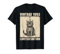 Vintage Cat 1993 Funny 32 Years Old Birthday Limited Edition T-Shirt
