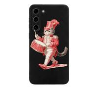 Vintage Cat Band Drum Drummer Hard Case Compatible with Galaxy S23 S23 Plus S23 Ultra TPU Cover for Men Women