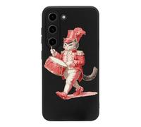 Vintage Cat Band Drum Drummer Hard Case Compatible with Galaxy S23 S23 Plus S23 Ultra TPU Cover for Men Women