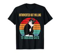 Vintage Cat Funny Introverted But Willing To Discuss Cats T-Shirt