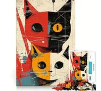 Vintage Cat Fusion Adults 1000 Pieces Puzzle Mental Fun Game Advanced Laser Cutting Tech Amusing Challenge for Waiting Time (50x75cm)