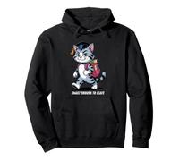 Vintage Cat Graduation Funny Smart Enough to Leave School Pullover Hoodie