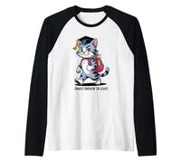Vintage Cat Graduation Funny Smart Enough to Leave School Raglan Baseball Tee