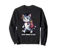 Vintage Cat Graduation Funny Smart Enough to Leave School Sweatshirt