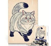 Vintage Cat Illustration Jigsaw Puzzle 1000 Piece for Adults Intellectual Fun Relaxing Pastime Sharp Cut (38x26cm)