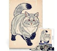 Vintage Cat Illustration Jigsaw Puzzles1000 Pieces Logic Practice Calm Distraction Clean Edges Festive Present (50x75cm)