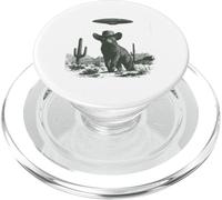 Vintage Cat in Cowboy Hat UFO Desert Sci-Fi Art PopSockets PopGrip for MagSafe