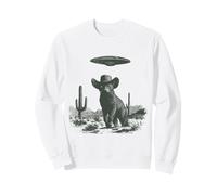Vintage Cat in Cowboy Hat UFO Desert Sci-Fi Art Sweatshirt