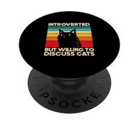Vintage Cat Introverted But Willing To Discuss Cats PopSockets Adhesive PopGrip