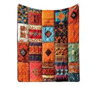 Vintage Cat Plaid Print Blanket, Sea Shell Print Flannel Blanket, Cute Cat Cozy Throw Elegant Quilt Lightweight Warm No Overheating Perfect for Home & Gifting (Mix color B)