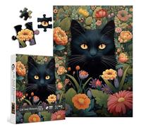 Vintage Cat Puzzles for Adults 1000 Pieces and up, PICKFORU Flower Jigsaw Puzzles Collection Animal and Plant, Retro Kitty Puzzle as Gift for Cat Lovers