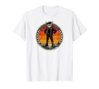 Vintage Cat, Ska-Reggae, Rock-Music Ska-Punk, Ska-Rockabilly Value Graphic T-Shirt, Men, White, S
