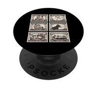 Vintage Cat Stamps Collection Feline Art Retro Design PopSockets Adhesive PopGrip