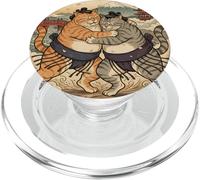 Vintage Cat Sumo Wrestling Japanese Art Ukiyo-e Graphic PopSockets PopGrip for MagSafe