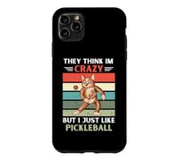 Vintage Cat They Think Im Crazy But I Just Like Pickleball Case for iPhone 11 Pro Max