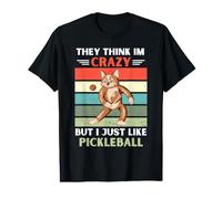 Vintage Cat They Think Im Crazy But I Just Like Pickleball Value Graphic T-Shirt