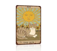 Vintage Cat Tin Sign Retro Tarot Card Metal Sign Poster Wall Art Decor Bathroom Dorm Room Home Decor - Sun
