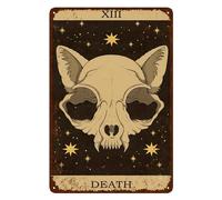 Vintage Cat Tin Sign Retro Tarot Card Metal Sign Poster Wall Art Decor Bathroom Dorm Room Home Decor Gifts for Cat Lover - Death
