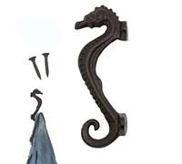 Vintage Cat Wall Hook - Heavy Duty Cast Iron Animal Hanger | Decorative Coat and Towel Hook | Farmhouse Country Style Storage for Indoors, Garden, and Bathroom